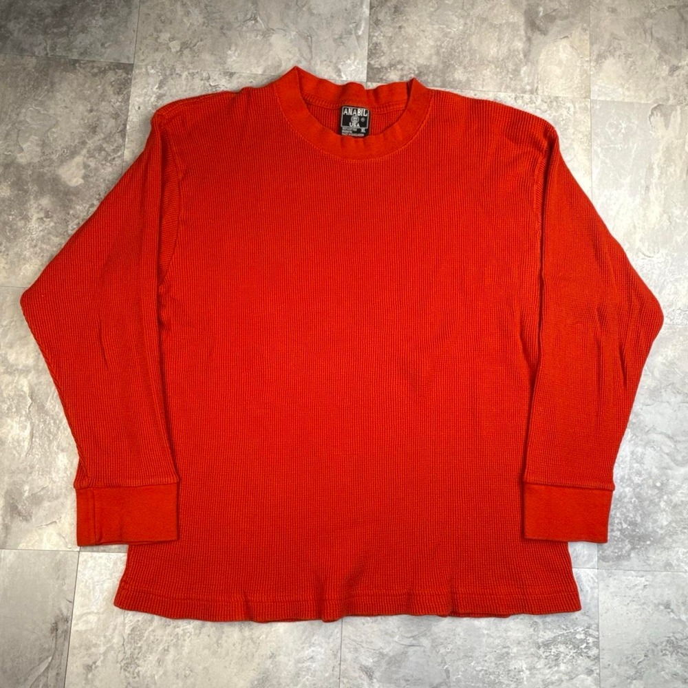 Vintage red heavyweight thermal waffle knit long sleeve shirt size xl